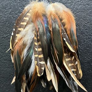 Boho Feather Earrings / Accessory in Brown & Black Tones